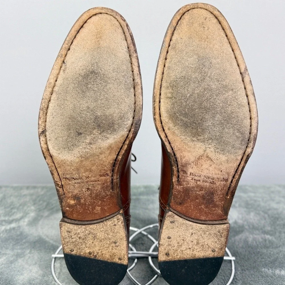 Leather Brown Oxford Dress Shoes‎ Brogue Wingtip Lace Up Size 8